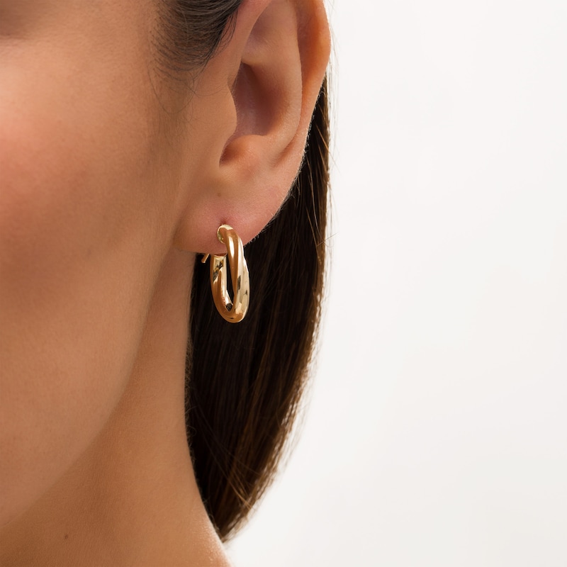 19.0mm Twisted Tube Hoop Earrings in 14K Gold