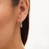Thumbnail Image 1 of Multi-Finish Graduating Bead Hoop Earrings in 14K Tri-Tone Gold