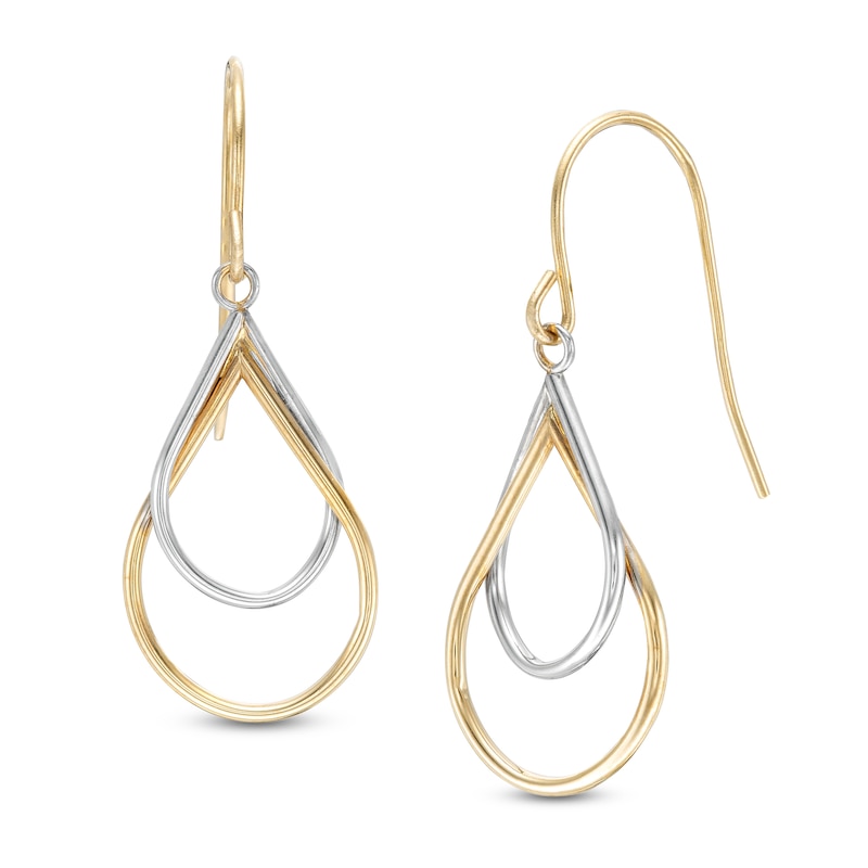 Interlocking Double Teardrop Earrings in 14K Two-Tone Gold|Peoples Jewellers