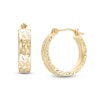 15.0mm Diamond-Cut "X" Square Tube Hoop Earrings in 14K Gold