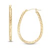 31.0mm Textured Oval Hoop Earrings in 14K Gold