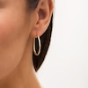 31.0mm Textured Oval Hoop Earrings in 14K Gold