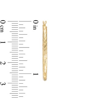 31.0mm Textured Oval Hoop Earrings in 14K Gold