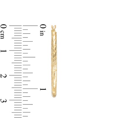 31.0mm Textured Oval Hoop Earrings in 14K Gold