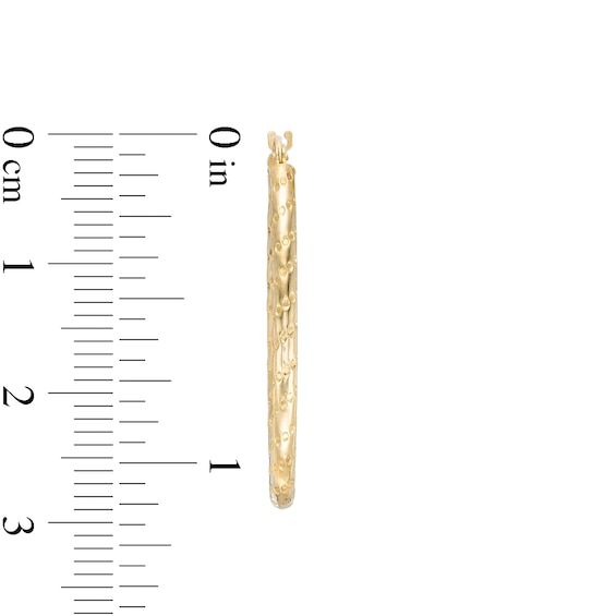 31.0mm Textured Oval Hoop Earrings in 14K Gold