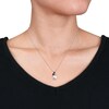 8.5-9.0mm Freshwater Cultured Pearl, Blue Sapphire and Diamond Accent Pendant in 10K White Gold-17"