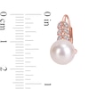 Thumbnail Image 3 of 9.0-9.5mm Freshwater Cultured Pearl and 0.15 CT. T.W. Diamond Laurel Drop Earrings in 10K Rose Gold
