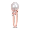 Thumbnail Image 2 of 9.5-10.0mm Cultured Freshwater Pearl and 0.15 CT. T.W. Diamond Laurel Shank Ring in 10K Rose Gold