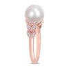 Thumbnail Image 3 of 9.5-10.0mm Freshwater Cultured Pearl and 0.15 CT. T.W. Diamond Laurel Shank Ring in 10K Rose Gold