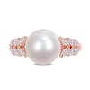 Thumbnail Image 4 of 9.5-10.0mm Freshwater Cultured Pearl and 0.15 CT. T.W. Diamond Laurel Shank Ring in 10K Rose Gold