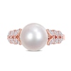 Thumbnail Image 3 of 9.5-10.0mm Cultured Freshwater Pearl and 0.15 CT. T.W. Diamond Laurel Shank Ring in 10K Rose Gold