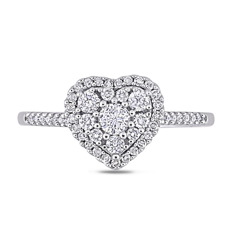 Main Image 4 of 0.49 CT. T.W. Composite Diamond Heart-Shaped Engagement Ring in 10K White Gold