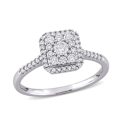 0.50 CT. T.W. Diamond Cushion Frame Engagement Ring in 10K White Gold