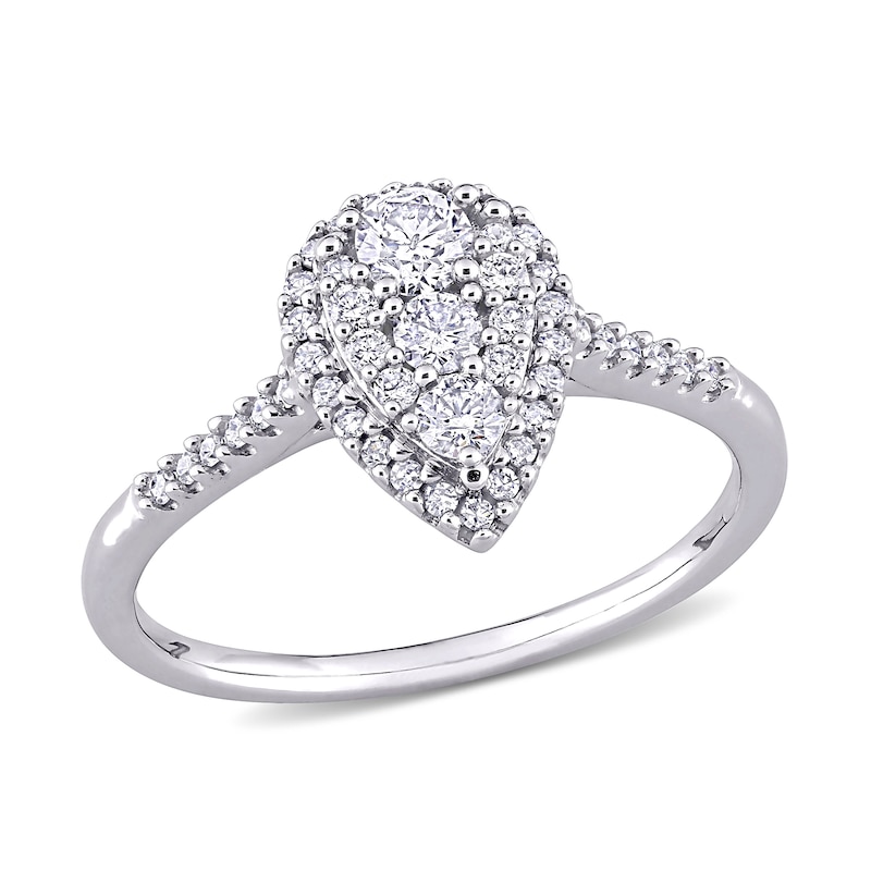 0.49 CT. T.W. Composite Diamond Pear-Shaped Frame Engagement Ring in 10K White Gold|Peoples Jewellers