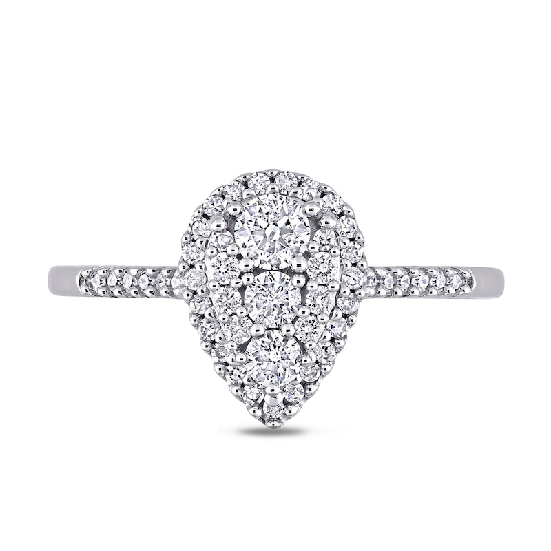 0.49 CT. T.W. Composite Diamond Pear-Shaped Frame Engagement Ring in 10K White Gold