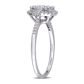 0.49 CT. T.W. Composite Diamond Oval Frame Engagement Ring in 10K White Gold