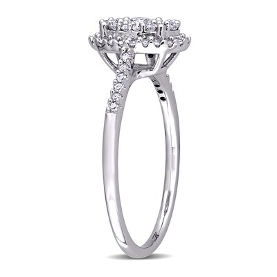 0.49 CT. T.W. Composite Diamond Oval Frame Engagement Ring in 10K White Gold