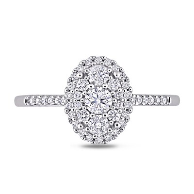 0.49 CT. T.W. Composite Diamond Oval Frame Engagement Ring in 10K White Gold