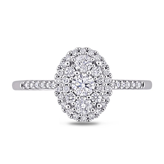 0.49 CT. T.W. Composite Diamond Oval Frame Engagement Ring in 10K White Gold
