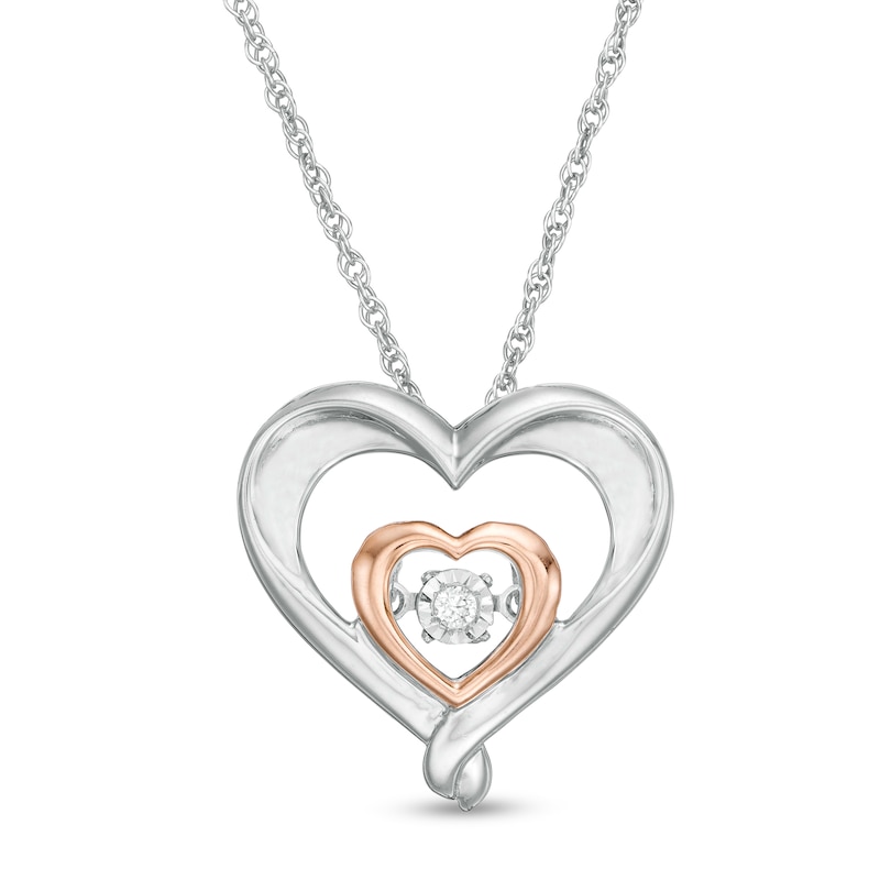 Unstoppable Love™ Diamond Accent Double Heart Pendant in Sterling Silver and 10K Rose Gold|Peoples Jewellers
