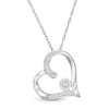 Thumbnail Image 0 of 0.085 CT. T.W. Composite Diamond Tilted Heart Outline Pendant in Sterling Silver