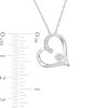Thumbnail Image 2 of 0.085 CT. T.W. Composite Diamond Tilted Heart Outline Pendant in Sterling Silver