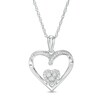 Thumbnail Image 1 of 0.085 CT. T.W. Composite Diamond Double Heart Pendant in Sterling Silver