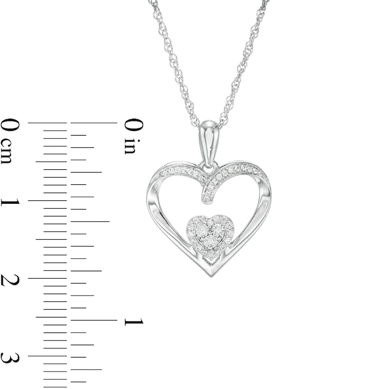 0.085 CT. T.W. Composite Diamond Double Heart Pendant in Sterling Silver