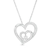 Thumbnail Image 0 of 0.067 CT. T.W. Diamond Double Heart Pendant in 10K White Gold