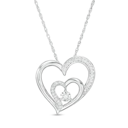 0.067 CT. T.W. Diamond Double Heart Pendant in 10K White Gold