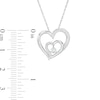 Thumbnail Image 2 of 0.067 CT. T.W. Diamond Double Heart Pendant in 10K White Gold