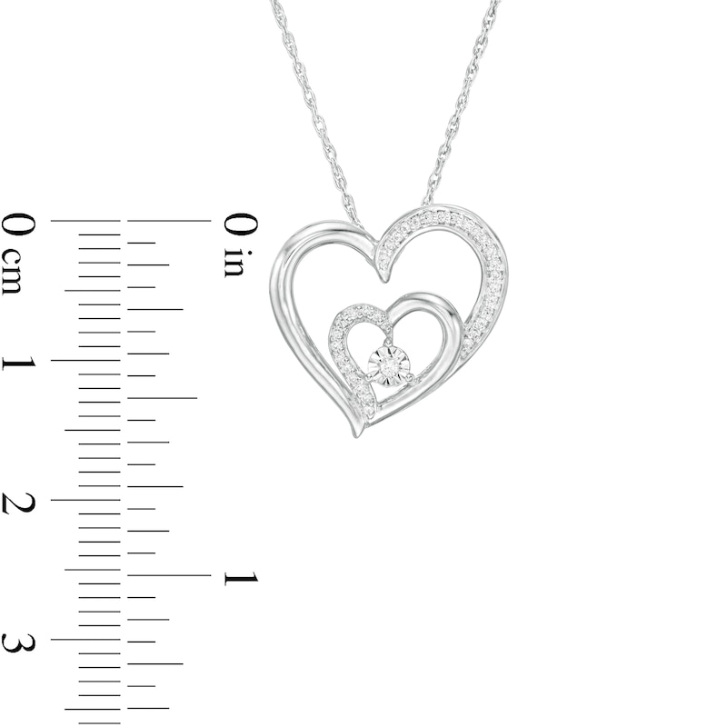 0.067 CT. T.W. Diamond Double Heart Pendant in 10K White Gold