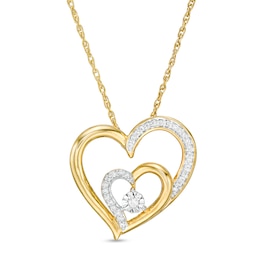 0.067 CT. T.W. Diamond Double Heart Pendant in 10K Gold