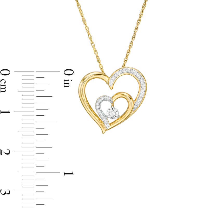 0.067 CT. T.W. Diamond Double Heart Pendant in 10K Gold