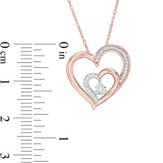0.067 CT. T.W. Diamond Double Heart Pendant in 10K Rose Gold