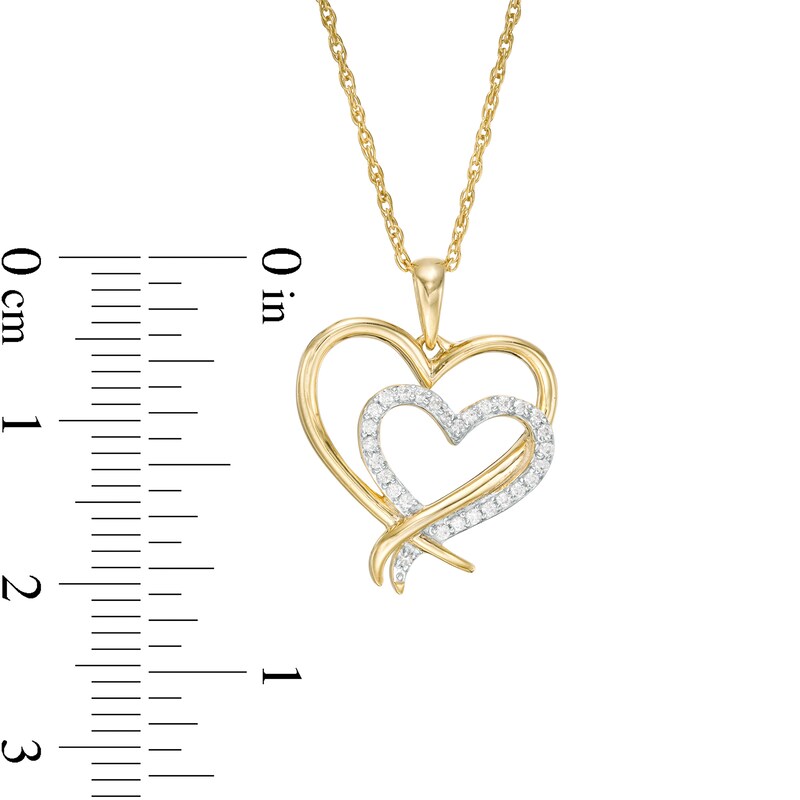 0.087 CT. T.W. Diamond Double Heart Pendant in 10K Gold