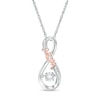 Thumbnail Image 1 of Unstoppable Love™ 0.04 CT. T.W. Diamond Infinity "MOM" Pendant in Sterling Silver and 10K Rose Gold