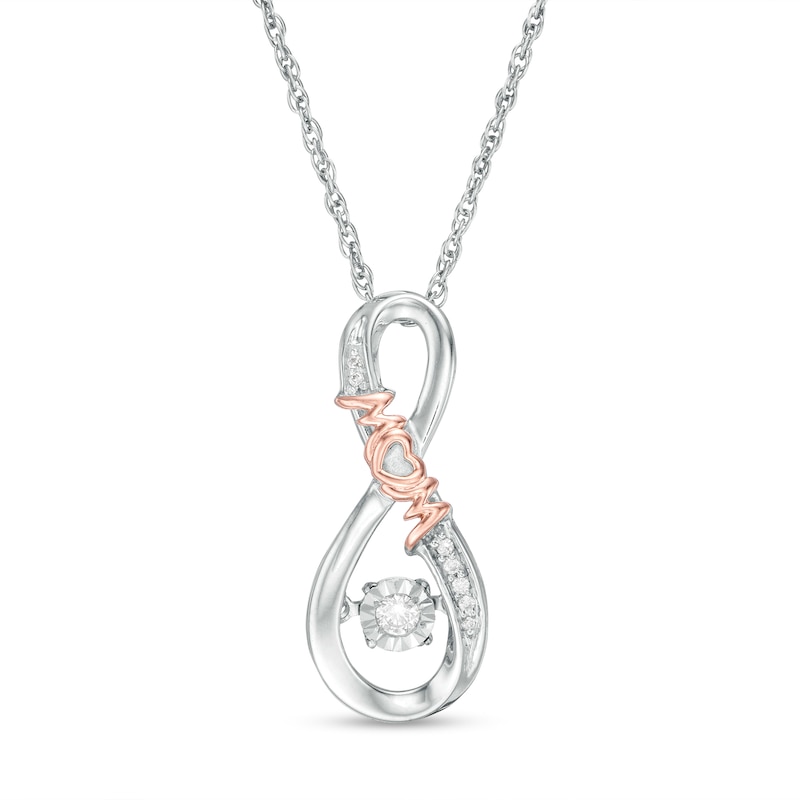 Unstoppable Love™ 0.04 CT. T.W. Diamond Infinity "MOM" Pendant in Sterling Silver and 10K Rose Gold|Peoples Jewellers