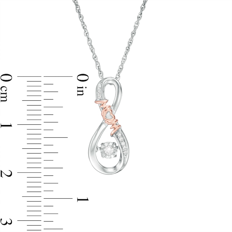 Main Image 3 of Unstoppable Love™ 0.04 CT. T.W. Diamond Infinity "MOM" Pendant in Sterling Silver and 10K Rose Gold