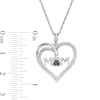 0.04 CT. T.W. Enhanced Black and White Diamond Heart "MOM" Pendant in Sterling Silver