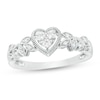 Thumbnail Image 0 of 0.115 CT. T.W. Diamond Heart Frame Filigree Vintage-Style Promise Ring in Sterling Silver
