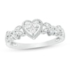 Thumbnail Image 1 of 0.115 CT. T.W. Diamond Heart Frame Filigree Vintage-Style Promise Ring in Sterling Silver