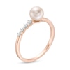 Thumbnail Image 1 of 7.0mm Cultured Freshwater Pearl and 0.04 CT. T.W. Diamond Ring in 10K Rose Gold