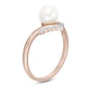 Thumbnail Image 2 of 6.0mm Cultured Freshwater Pearl and 0.04 CT. T.W. Diamond Chevron Ring in 10K Rose Gold
