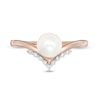 Thumbnail Image 3 of 6.0mm Cultured Freshwater Pearl and 0.04 CT. T.W. Diamond Chevron Ring in 10K Rose Gold