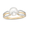 Thumbnail Image 0 of 7.0mm Cultured Freshwater Pearl and 0.04 CT. T.W. Diamond Split Shank Ring in 10K Gold