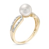 Thumbnail Image 3 of 7.0mm Freshwater Cultured Pearl and 0.04 CT. T.W. Diamond Split Shank Ring in 10K Gold