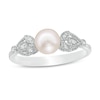 Thumbnail Image 1 of 6.0mm Freshwater Cultured Pearl and Diamond Accent Vintage-Style Teardrop Petals Ring in Sterling Silver