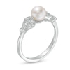 Thumbnail Image 3 of 6.0mm Freshwater Cultured Pearl and Diamond Accent Vintage-Style Teardrop Petals Ring in Sterling Silver