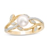 Thumbnail Image 0 of 6.0mm Cultured Freshwater Pearl and 0.04 CT. T.W. Diamond Vines Ring in 10K Gold
